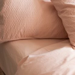 Salt Pink Percale Cotton Fitted Sheet -Bed Linings Sales Shop Piglet in Bed Seersucker Cotton Bedding Salt Pink Lifestyle 3