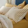 Ochre Seersucker Stripe Cotton Pillowcases (Pair) 1 Ochre Seersucker Stripe Cotton Pillowcases (Pair) -Bed Linings Sales Shop Piglet in Bed Seersucker Stripe Bedding Ochre 3