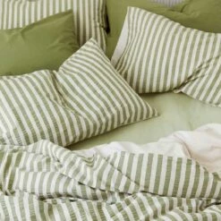 Pear Seersucker Stripe Cotton Duvet Cover -Bed Linings Sales Shop Piglet in Bed Seersucker Stripe Bedding Pear 5 1