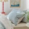 Warm Blue Seersucker Stripe Cotton Pillowcases (Pair)