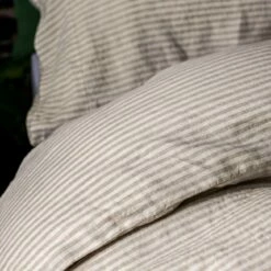 Oatmeal Stripe Linen Sheet Set -Bed Linings Sales Shop Piglet in Bed Standard Sheet Set Oatmeal Stripe 3