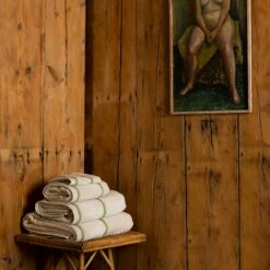 Birch Bath Towel -Bed Linings Sales Shop Piglet in Bed Terry Cotton Bath Towel Birch Lifestyle 1