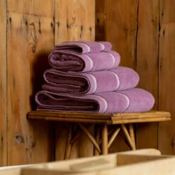 Orchid Hand Towel -Bed Linings Sales Shop Piglet in Bed Terry Cotton Hand Towel Orchid Lifestyle 1