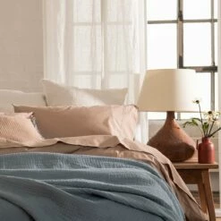 Cafe Au Lait Washed Cotton Percale Flat Sheet -Bed Linings Sales Shop Piglet in Bed Washed Cotton Bedding Cafe au Lait Lifestyle 2 74be9131 51c7 4005 8da4 e4adc60ebecf