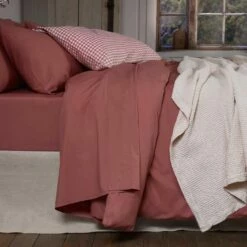 Red Dune Washed Cotton Percale Flat Sheet