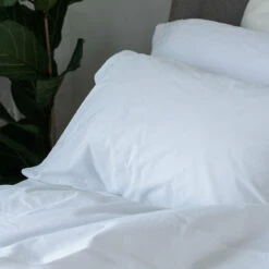 White Washed Cotton Percale Fitted Sheet -Bed Linings Sales Shop Piglet in Bed Washed Cotton Bedding White Lifestyle 8