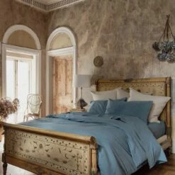 Cove Blue Washed Percale Cotton Bedtime Bundle