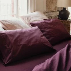 Mulberry Washed Percale Cotton Pillowcases (Pair) -Bed Linings Sales Shop Piglet in Bed Washed Percale Cotton Bedding Mulberry 1300x1300 11
