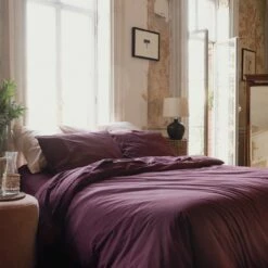 Mulberry Washed Percale Cotton Fitted Sheet -Bed Linings Sales Shop Piglet in Bed Washed Percale Cotton Bedding Mulberry 1300x1300 1 3b0505c3 581b 4115 8f78 5a2cf179a4f3