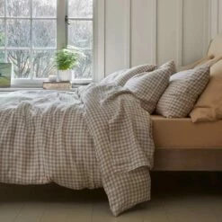 Mushroom Gingham Linen Sheet Set -Bed Linings Sales Shop Piglet in Linen Bedding Mushroom Gingham1300X1300 Web 3 d9d4ff41 e6b4 462a 8340 1b533872c97a 1
