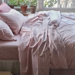 Red Dune Small Gingham Cotton Percale Bundle -Bed Linings Sales Shop PigletInBed Cotton Bedding RedDuneGingham 1300x1300 Web 3 1