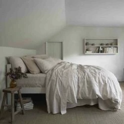 Cafe Au Lait Small Gingham Cotton Duvet Cover