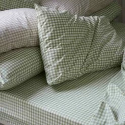 Pear Small Gingham Cotton Fitted Sheet -Bed Linings Sales Shop PigletInBed CottonBedding PearGingham 1300x1300 Web2jpg 13f1ff2e 30ee 4c6c a8a1 166df8a423b6 1