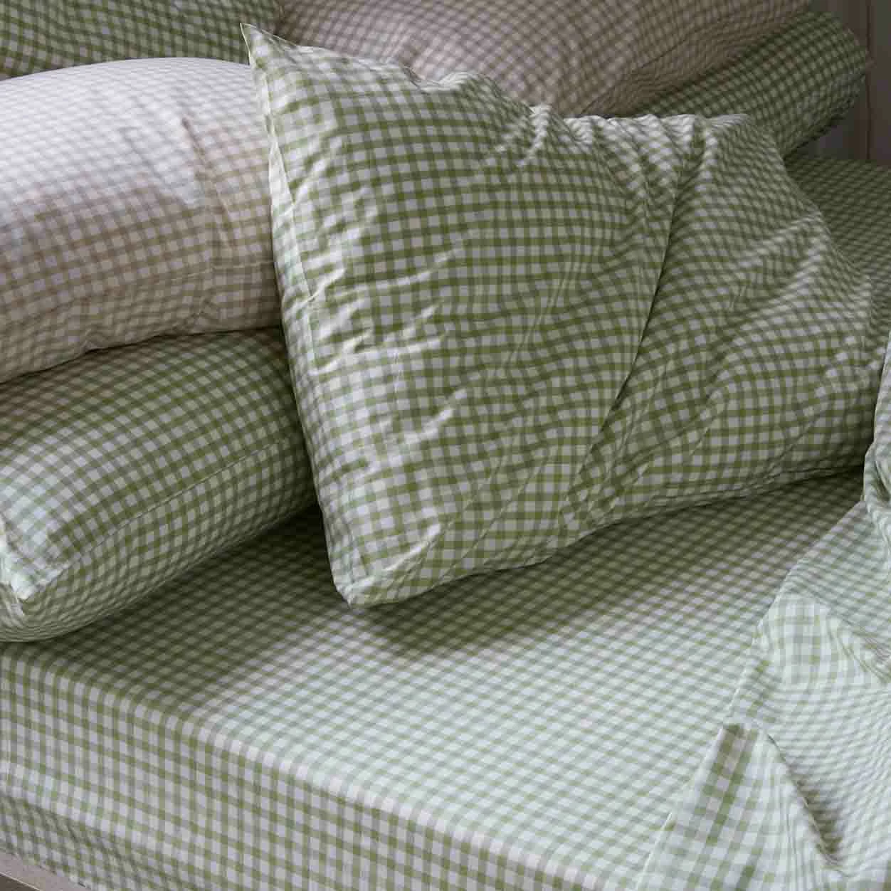 Pear Small Gingham Cotton Fitted Sheet 6 Pear Small Gingham Cotton Fitted Sheet - Image 4