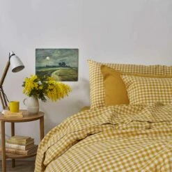 Honey Gingham Linen Pillowcase (Pair)