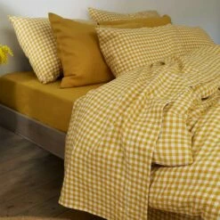 Honey Gingham Linen Sheet Set -Bed Linings Sales Shop PigletInBed LinenBedding HoneyGingham 1300x1300 Web 3 c84a6e01 b730 4ceb 98ff 3cc77de503b6