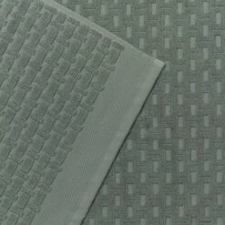 Ash Green Basketweave Cotton Bath Mat -Bed Linings Sales Shop PigletinBed BathroomCollection BasketweaveCottonBathMat AshGreen 3 GreyBG