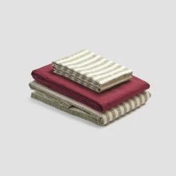 Pear Seersucker Stripe Cotton Bundle -Bed Linings Sales Shop PigletinBed CottonBasicBundle PearSeersuckerStripe Mix Match V4 Mulberry greyBG 1