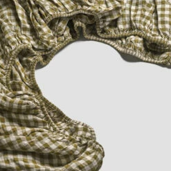 Botanical Green Gingham Linen Sheet Set -Bed Linings Sales Shop PigletinBed GinghamBeddingFittedSheet BotanicGreen 2 greyBG 14307ba2 8a0a 46f3 91a8 19c7027da1bd