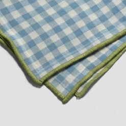 Warm Blue Gingham Linen Tablecloth -Bed Linings Sales Shop PigletinBed GinghamLinenTablewareDetails WarmBlue greyBG 485bb7a5 23ab 4b4a 9135 576c7067fe11