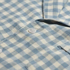 Men's Warm Blue Gingham Linen Pajama Shirt -Bed Linings Sales Shop PigletinBed GinghamMensShirt WarmBlue 3 2a491620 10a2 45db bf40 3f5e9070cd09 1