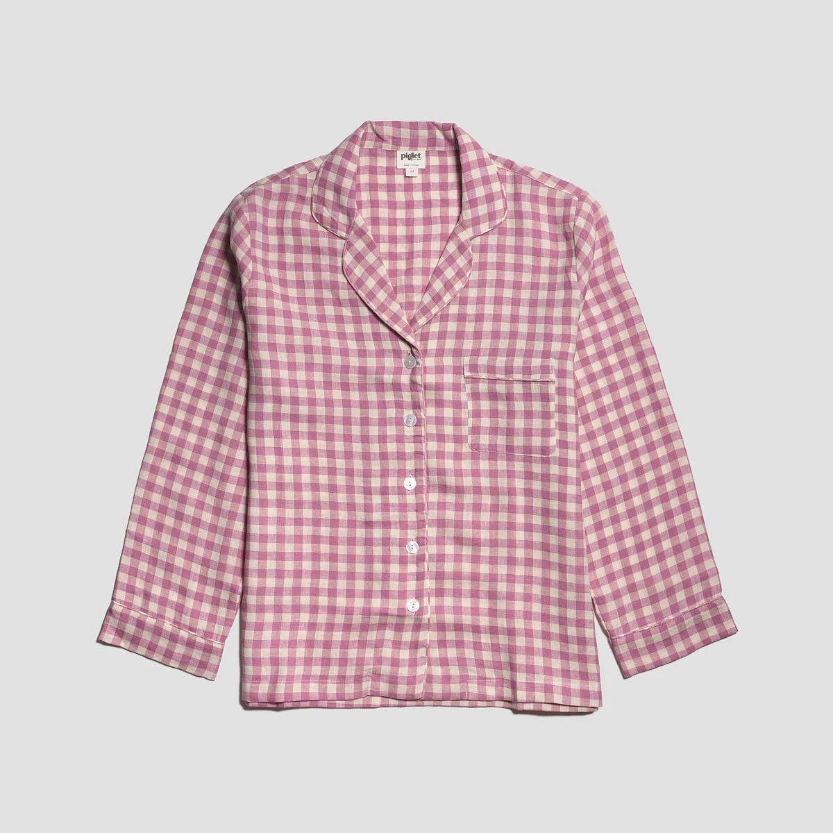 Orchid Gingham Linen Pajama Shorts Set 6 Orchid Gingham Linen Pajama Shorts Set - Image 4