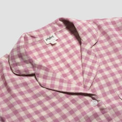 Orchid Gingham Linen Pajama Set -Bed Linings Sales Shop PigletinBed GinghamShirt Orchid 2 greybg 934a0499 762a 4f78 bf8a 61ddfa6a7f82