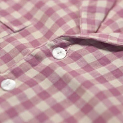 Orchid Gingham Linen Pajama Shorts Set 17 Orchid Gingham Linen Pajama Shorts Set -Bed Linings Sales Shop PigletinBed GinghamShirt Orchid 3 greybg 1