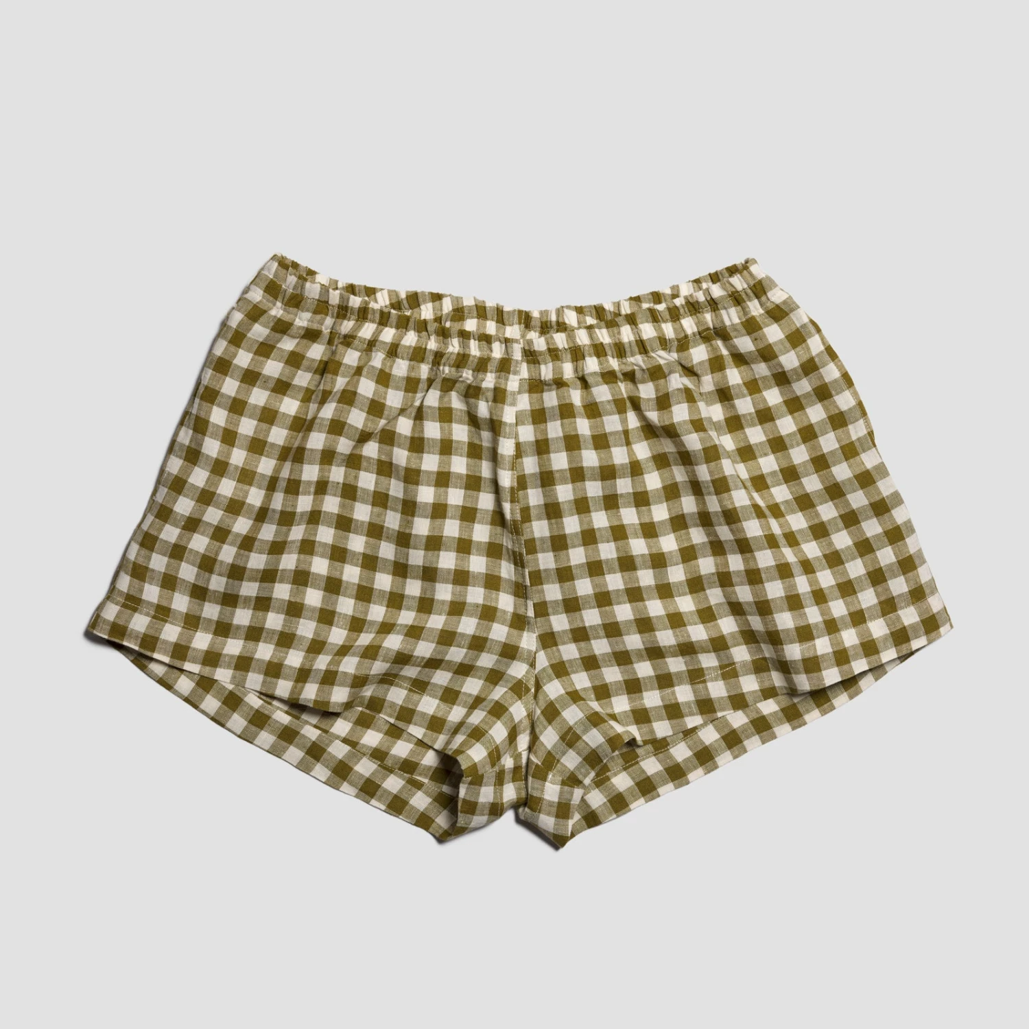 Botanical Green Gingham Linen Pajama Shorts 4 Botanical Green Gingham Linen Pajama Shorts - Image 2