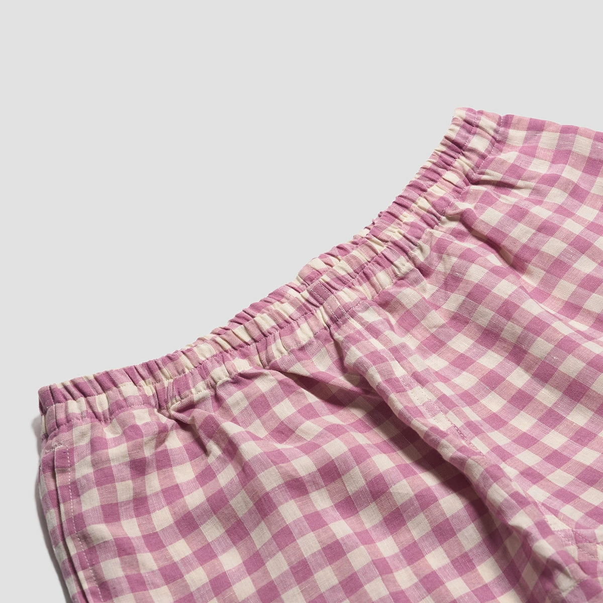 Orchid Gingham Linen Pajama Shorts Set 11 Orchid Gingham Linen Pajama Shorts Set - Image 9