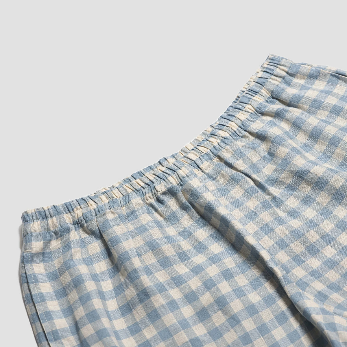 Warm Blue Gingham Linen Pajama Shorts Set 10 Warm Blue Gingham Linen Pajama Shorts Set - Image 8