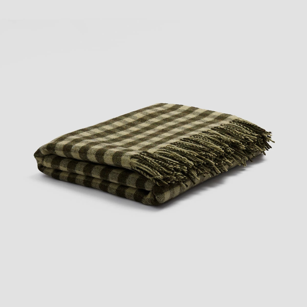 Botanical Green Gingham Wool Blanket 3 Botanical Green Gingham Wool Blanket