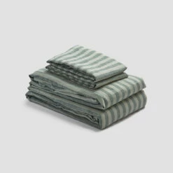 Pine Green Pembroke Stripe Linen Bundle -Bed Linings Sales Shop PigletinBed LinenBasicBundle PineGreenPembrokeStripe monocolour bf05ddce 50bb 4f54 acee 27120028ddc8