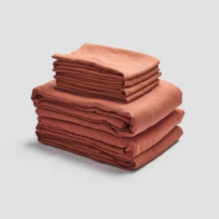 Burnt Orange Linen Bedtime Bundle -Bed Linings Sales Shop PigletinBed LinenBedding BedtimeBundle BurntOrange 1