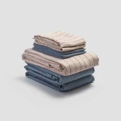 Mineral Red Ticking Stripe Linen Bundle -Bed Linings Sales Shop PigletinBed LinenBedtimeBundleV1 MineralRedTickingStripe 1 greyBG