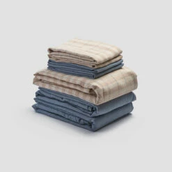 Cafe Au Lait Check Stripe Linen Bundle 15 Cafe Au Lait Check Stripe Linen Bundle -Bed Linings Sales Shop PigletinBed LinenBedtimeBundleV2 CafeauLaitCheckStripe 1 greyBG 1