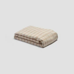 Cafe Au Lait Check Stripe Linen Bundle 17 Cafe Au Lait Check Stripe Linen Bundle -Bed Linings Sales Shop PigletinBed LinenDuvetCover CafeauLaitCheckStripe 1 greyBG 1