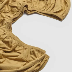 Butterscotch Washed Cotton Percale Sheet Set -Bed Linings Sales Shop PigletinBed LinenFittedSheet Butterscotch 2 greyBG 1