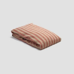 Sandstone Red Pembroke Stripe Linen Sheet Set -Bed Linings Sales Shop PigletinBed LinenFittedSheet SandstoneRedPembrokeStripe 1 0a105350 5536 4554 9901 97857e730b95