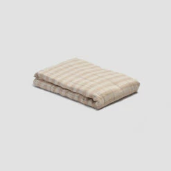 Cafe Au Lait Check Stripe Linen Bundle 19 Cafe Au Lait Check Stripe Linen Bundle -Bed Linings Sales Shop PigletinBed LinenFlatSheet CafeauLaitCheckStripe 1 greyBG 1