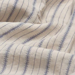 Dusk Blue Ticking Stripe Linen Pillowcase (Pairs) -Bed Linings Sales Shop PigletinBed LinenFlatSheet DuskBlueTickingStripe 2 greyBG 927f3570 6d03 44eb ac2e b4fa46c070ef 1