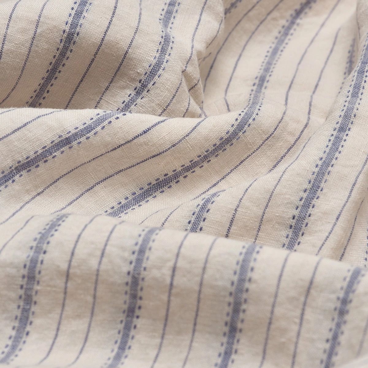 Dusk Blue Ticking Stripe Linen Pillowcase (Pairs) 4 Dusk Blue Ticking Stripe Linen Pillowcase (Pairs) - Image 2