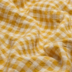 Honey Gingham Linen Fitted Sheet -Bed Linings Sales Shop PigletinBed LinenFlatSheet HoneyGingham 2