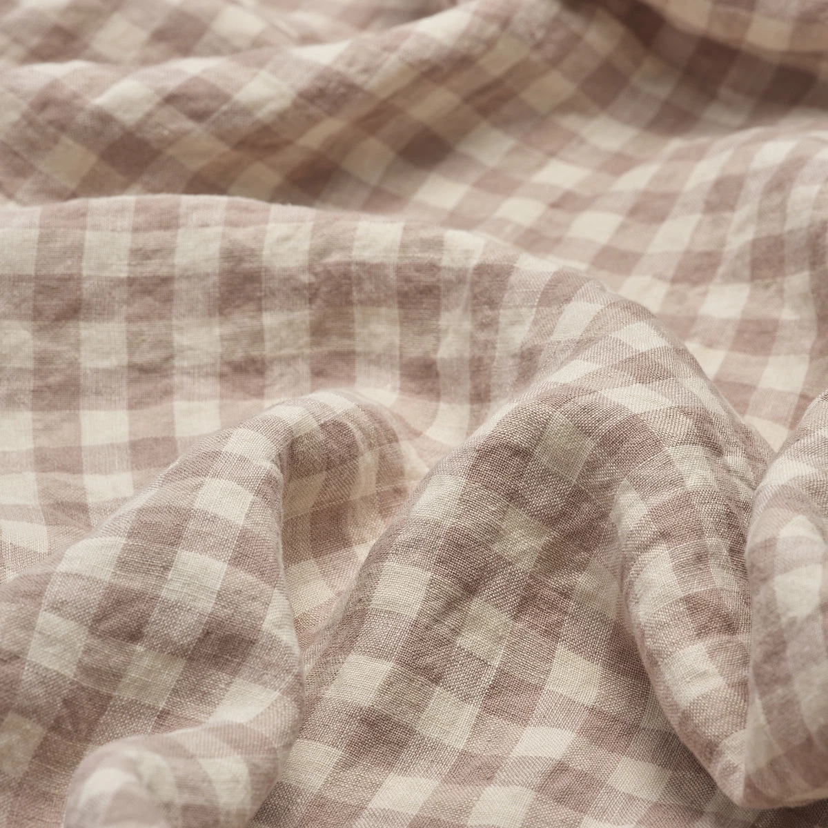 Mushroom Gingham Linen Sheet Set 4 Mushroom Gingham Linen Sheet Set - Image 2