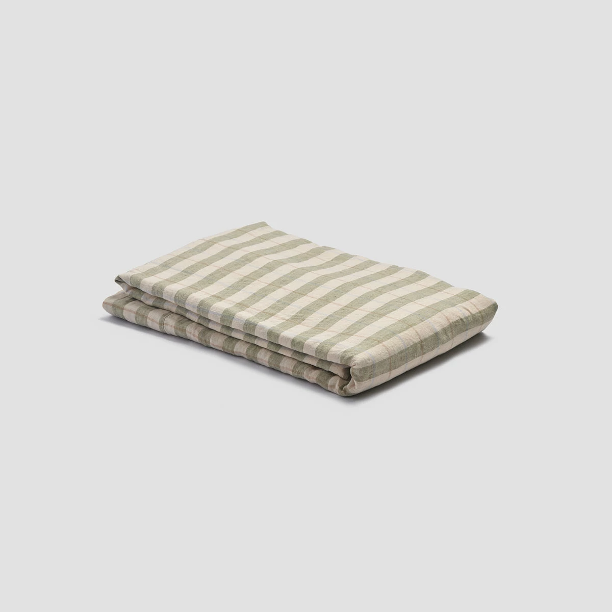 Pear Check Stripe Linen Flat Sheet 5 Pear Check Stripe Linen Flat Sheet - Image 3