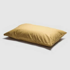 Butterscotch Washed Cotton Percale Sheet Set -Bed Linings Sales Shop PigletinBed LinenPillowcase Butterscotch 1 greyBG 1