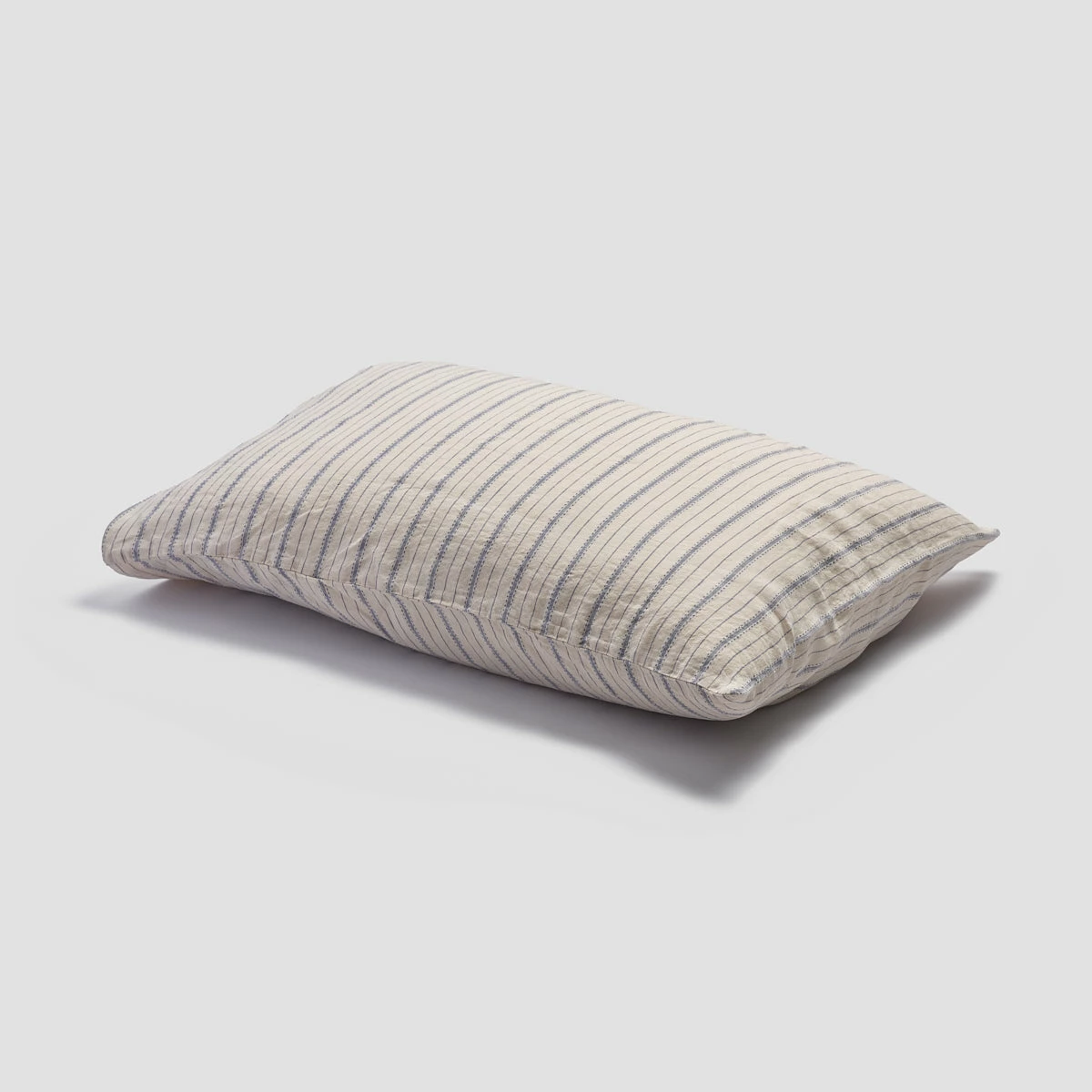 Dusk Blue Ticking Stripe Linen Pillowcase (Pairs) 5 Dusk Blue Ticking Stripe Linen Pillowcase (Pairs) - Image 3