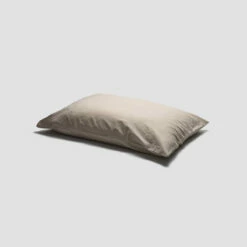 Parchment Washed Cotton Percale Pillowcase (Pair) -Bed Linings Sales Shop PigletinBed LinenPillowcase Parchment 1 GreyBG 2