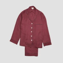 Cherry Linen Pajama Set 15 Cherry Linen Pajama Set -Bed Linings Sales Shop PigletinBed LinenPyjamaWomensTrouserSetCherry 1 GreyBG