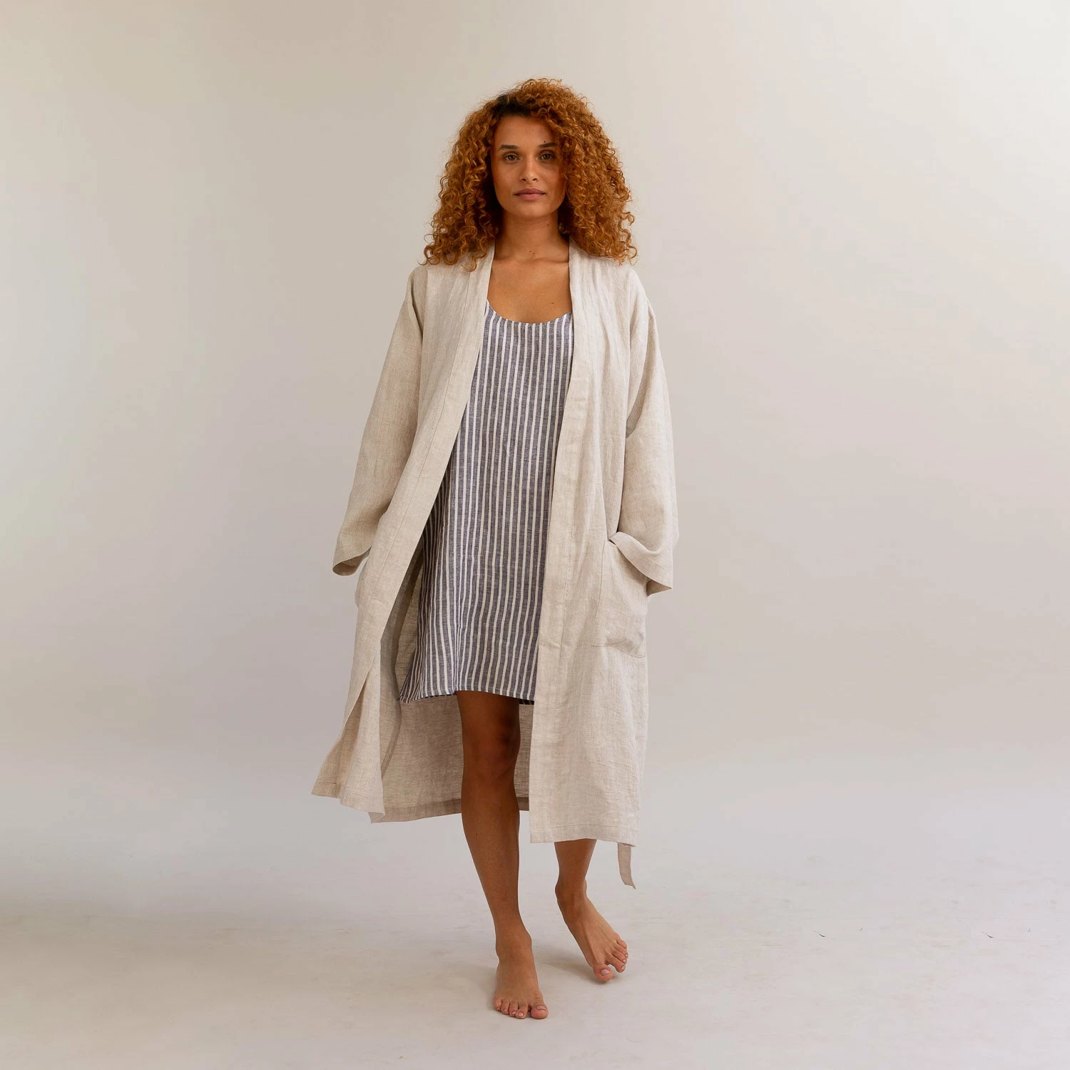 Oatmeal Linen Robe 11 Oatmeal Linen Robe - Image 9
